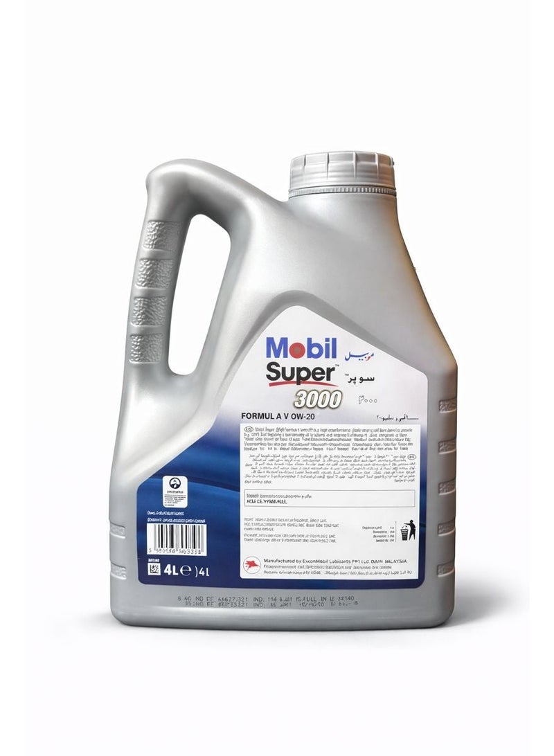 Mobil Super 3000 Fully Synthetic Engine Oil 0W-20 – 4L | Formula V | High Performance - Image 2